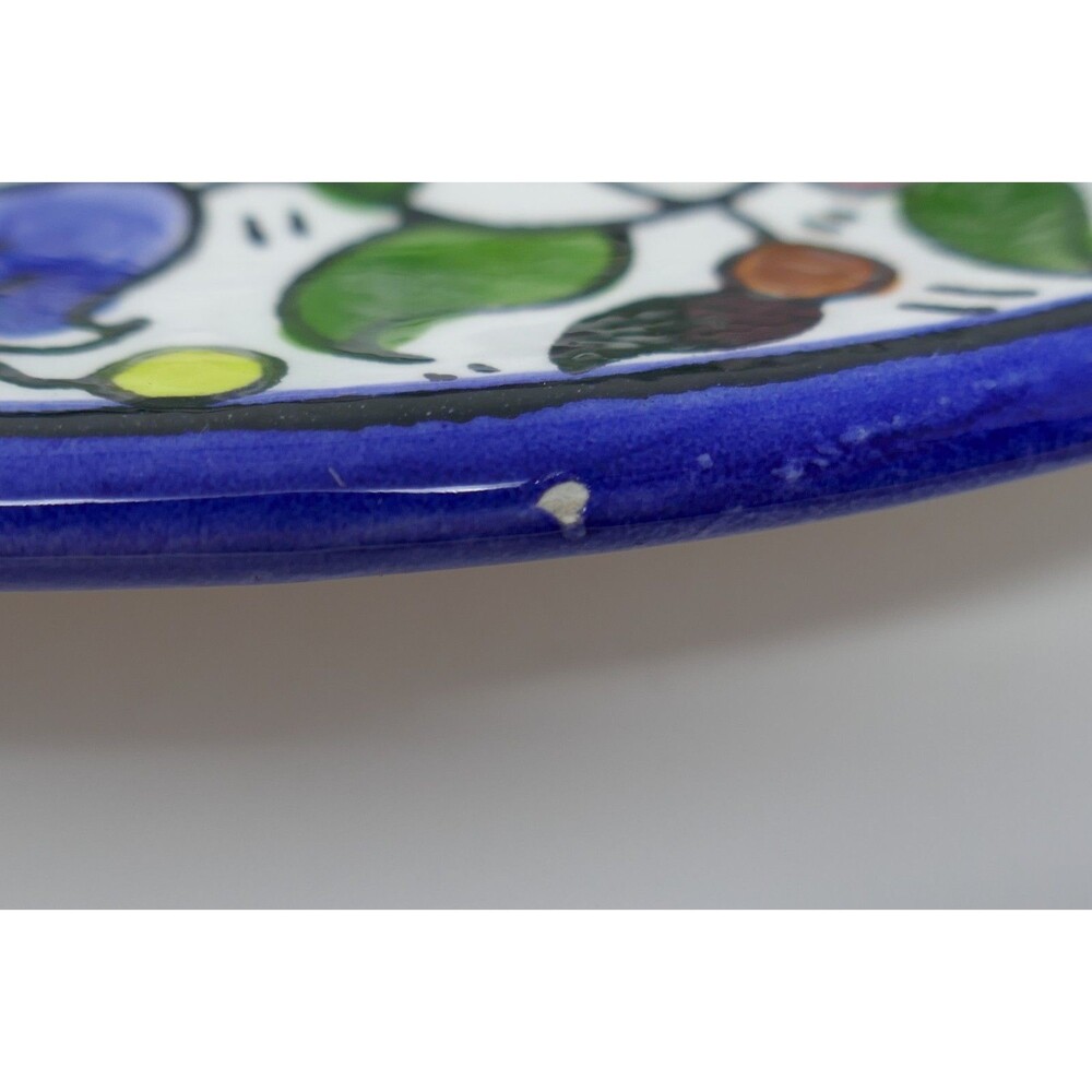 Armenian Pottery Hand Painted Floral Flowers Oval Dish Plate Made in Jerusalem - Picture 11 of 16